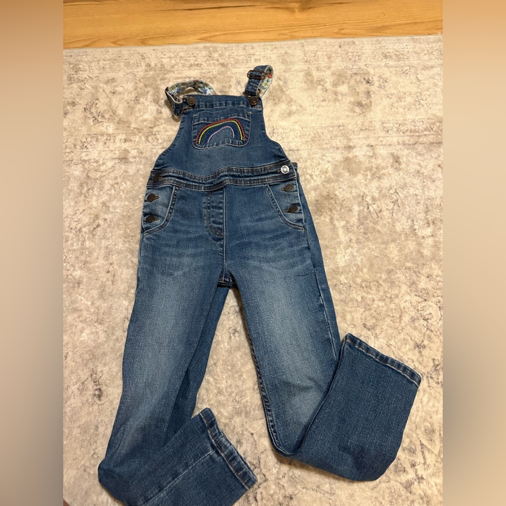 Mini Boden Rainbow Denim Overalls 6-7